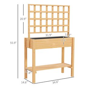 "Garden Supplies Wooden Raised <b>Planter</b> Bed with Trellis & Storage Shelf for <b>Vegetables</b> Flowers & Herbs" - Product Image 3