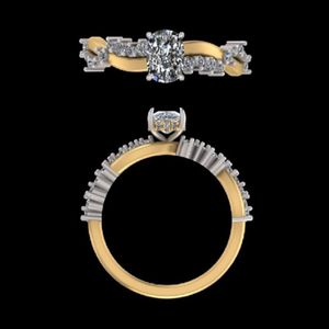 18k Gold 1.35 Carat Oval Cut Diamond Engagement Ring 14k Yellow Gold Twisted Pave Side <b>Stone</b> Wedding Band Fine Jewelry Women - Product Image 2
