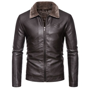 2025 Wholesale <b>Men's</b> Fashion High quality <b>Men's</b> Winter <b>Jacket</b> Leather <b>Jacket</b> <b>Warm</b> Thick Leather Collar Motorcycle <b>Jacket</b> - Product Image 1