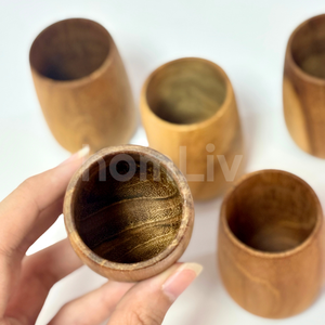 Juego de Vasos de Chupito de Madera de Teca Ecológica Natural OEM, Sostenible, Seguro para Alimentos, Sin Pintura ni Barniz, Halal, Vasos de Madera Personalizados - Product Image 3