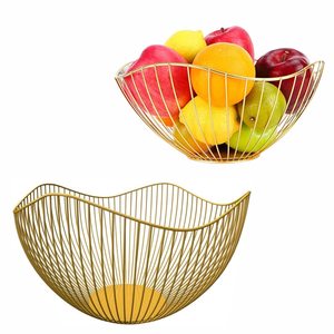 Wave Design Metal Wire Fruit Bowl <b>Large</b> Round Fruit Vegetable <b>Basket</b> for Kitchen Dining Table Home Decor - Product Image 5