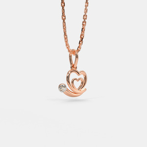 Collier pendentif double cœur en or rose avec diamant de laboratoire - Product Image 4