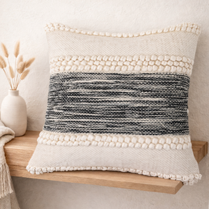 Housse de coussin bohème avec motif diamant, en laine et coton tissés à la main, lavable, fermeture éclair. - Product Image 6