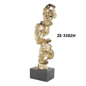 Figurine en résine plaquée or, visages humains abstraits, impression numérique, décoration artistique, objet de collection, accent d'intérieur moderne - Product Image 2