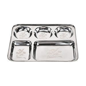 <b>Silver</b> Stainless Steel Divided Serving Tray Snack <b>Dip</b> Bowl Platter Wedding Floral Embossed Eco-Friendly Custom Design - Product Image 1
