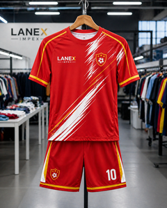 Ensemble uniforme de football pour hommes avec maillot et short, tissu léger et durable, design respirant et à séchage rapide pour l'entraînement sportif - Product Image 5