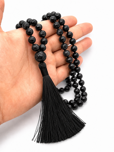 Collier de prière en perles de cristal noir en forme de boule avec pompon, bijoux religieux islamiques faits à la main, style bohème, cadeau unisexe - Product Image 2
