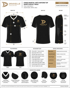 Chemise d'entraînement d'arts martiaux noire à col en V pour homme, respirante, en polyester, uniforme pour la pratique du karaté et du taekwondo - Product Image 6