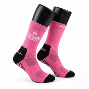 Premium 200 GSM Combed Cotton Floorball <b>Socks</b> Navy <b>White</b> Neon Green Jacquard Custom Logo Knit - Product Image 4