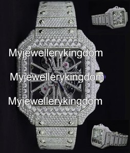 Montre mécanique automatique de luxe pour homme et femme, style hip-hop, boîtier carré, bracelet en acier inoxydable et moissanite, résistance à l'eau 10 bars - Product Image 1