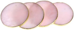Posavasos de Cuarzo Rosa, Placa de Cristal Natural Pulido con Borde Dorado para Decoración del Hogar, Regalo - Product Image 2
