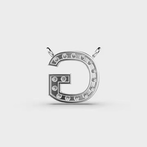 Colgante Clásico con Letra G de Moissanita, Plata 925 con Engaste Pavé, Corte Brillante Redondo, Unisex, para Uso Diario - Product Image 5