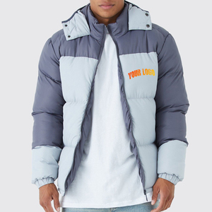 Custom Made Warm Winter <b>Men's</b> Canvas Waterproof Windproof Stand Hooded Puffer <b>Jacket</b> High Quality Quilted Padded Front Logo 2026 - Product Image 4