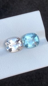 Aigue-marine naturelle et morganite, paire inversée de pierres précieuses ovales taillées, pour la création de bijoux fins, pierre précieuse de béryl pastel - Product Image 1