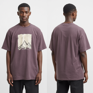 T-shirt graphique surdimensionné pour homme, violet poussiéreux, délavé à l'acide, en coton épais, style vintage, vêtement de mode - Grande Vente - Product Image 2