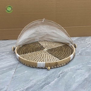 Seagrass food <b>cover</b> with fan pattern Kitchenware and <b>table</b> decoration Wholesale eco-friendly Made in Viet Nam - Product Image 4