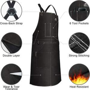 Delantal de lona de cuero de alta calidad, ropa de trabajo de seguridad para soldadura y construcción - Product Image 2