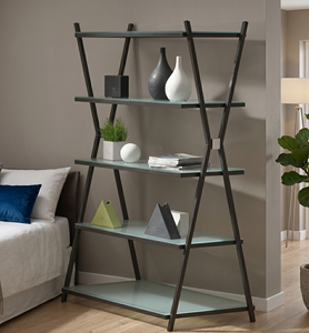 Luxury Tempered Glass Metal Bookshelf Modern X Frame <b>Iron</b> Display Shelf Multifunctional Living Room Storage Rack Showcase - Product Image 3