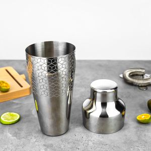 Coctelera Francesa de 2 Piezas con Rejilla Grabada Personalizada de 550 ml, Coctelera de Acero Inoxidable SS304 para Mezclar Bebidas, Coctelera Parisina - Product Image 2