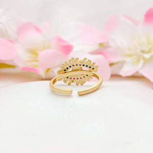 Gold Plated 925 Sterling Silver Cubic Zircon Devil's Eye <b>Fine</b> <b>Ring</b> Jewelry Enamel Drop Oil Evil Angel Eye Finger <b>Rings</b> - Product Image 3