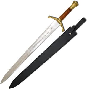 Épée de fantaisie artisanale sur mesure OEM de 40 pouces avec fourreau en cuir noir - Pommeau et garde en laiton - Manche gainé de cuir - Product Image 1