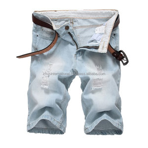 Short Cargo décontracté personnalisé pour hommes 100% coton vieilli Denim doublé Jean pantalon avec trous de haute qualité - Product Image 4