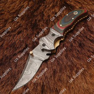Cuchillo Plegable de Damasco de Alta Calidad, Forjado a Mano, Hoja Afilada Personalizada, Cuchillo de Bolsillo para Exteriores, EDC, Supervivencia, Caza, Micarta, OEM/ODM - Product Image 2