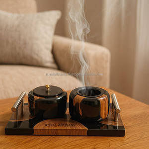 Brûleur d'encens artisanal en résine et bois, porte-bakhoor de qualité supérieure pour parfum d'intérieur, décoration Oud arabe, cadeau - Product Image 2