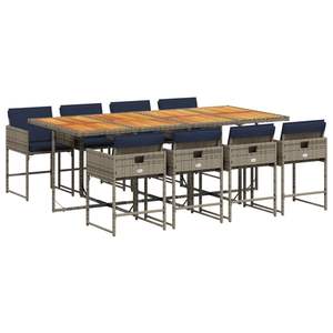 Ensemble de salle à manger de jardin bleu marine et gris brun - Product Image 2