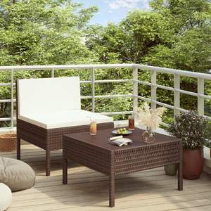 Ensemble de meubles de jardin modulaires en rotin PE brun de taille moyenne - Product Image 1