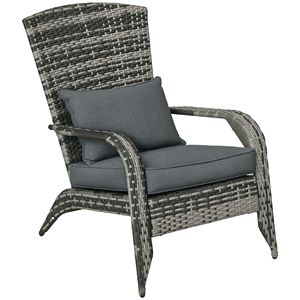 Sedia Adirondack da Esterno in Vimini con Braciere, Pieghevole, Cuscini Morbidi, Schienale Alto Curvo, Confortevole - Product Image 1