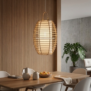 Lámpara Colgante de Ratán Natural Moderna, Simple y de Lujo, Color Personalizable, Fácil Instalación para Decoración del Hogar y Sala de Estar - Product Image 6