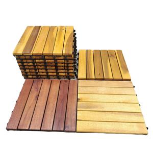 Azulejos de cubierta de acacia de madera entrelazada cepillada cuadrada moderna 300X300mm alta calidad impermeable al aire libre balcón jardín terraza - Product Image 4