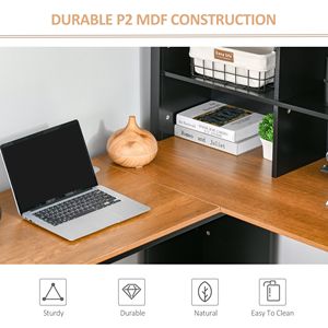 Scrivania angolare a L in MDF nero P2 con ampio spazio di archiviazione, multiuso per studio e laptop, per una leggibilità migliorata e ottimizzazione SEO - Product Image 6