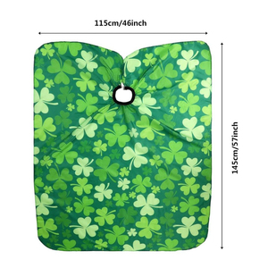 Capa de Peluquería con Patrón de Trébol Verde, Poliéster Resistente al Agua, Capa de Corte de Pelo para Salón de Belleza, Cierre Ajustable con Broches, Reutilizable - Product Image 4