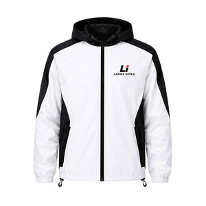 Chaqueta Cortavientos Personalizada Blanca y Negra con Capucha, Ligera, Impermeable, para Actividades al Aire Libre, Deportes, Running, Senderismo - Product Image 1