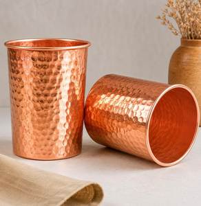 Gobelet de luxe à double paroi en cuivre martelé de haute qualité, vente en gros, verre à eau en cuivre pur, produit très demandé - Product Image 5