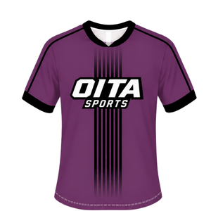 ชุดรักบี้สีดำพลัม เสื้อเจอร์ซีย์คอกลมแขนสั้นพร้อมกางเกงขาสั้นเข้าชุด ระบายอากาศได้ดี เหมาะสำหรับการฝึกซ้อมและการเล่นกีฬา - Product Image 3
