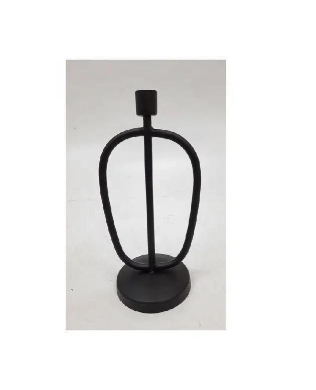 Modern Designer Luxury Black Color Iron Decorative Metal Candle Stand Dead Matt Black PC Finishing