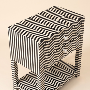 <b>Black</b> Floral Bone Inlay <b>Bedside</b> <b>Table</b> Handcrafted 2-Drawer Bedroom Nightstand Premium Indian <b>Wooden</b> Accent Cabinet For Home - Product Image 6
