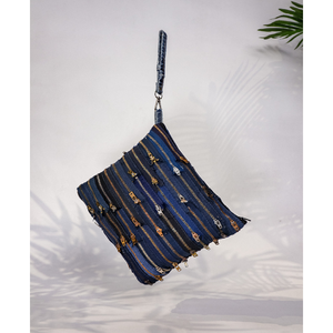 Pochette en jean faite à la main, directement de l'usine, avec fermeture éclair et poignée latérale, OEM ODM - Product Image 2