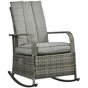 Sedia a dondolo reclinabile da esterno in rattan con cuscino e poggiapiedi regolabile (Max. 135 Schienale) - Product Image 1