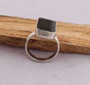925 Silver Classic Black Onyx Party <b>Ring</b> Factory Direct Wholesale Natural Rectangular Gemstone <b>Plain</b> Bezel Custom Jewelry - Product Image 6