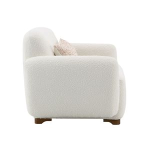 Poltrona Darius Beige in tessuto bouclé con 1 cuscino decorativo, elegante mobile da soggiorno - Product Image 5