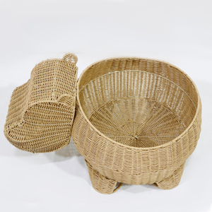 Artex Dong Thap PE <b>Rattan</b> <b>Storage</b> Basket Hippo Shape Cute Animal Toy Organizer - Product Image 6