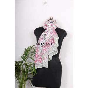 Pareo/Sarong de playa para mujer 100% algodón con estampado a mano, cómodo pareo/sarong para chicas con pañuelo ligero para cubrirse. - Product Image 3