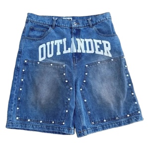 Pantalones Cortos de Mezclilla Sólidos para Hombre, Estilo Gótico, Holgados, Vintage, Transpirables, Ecológicos, Estilo Urbano Americano Y2K, Venta al por Mayor - Product Image 1