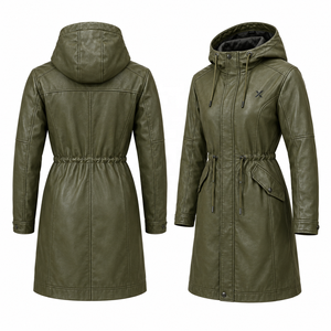 Parka unisexe en cuir véritable |   Noir Olive Vert Kaki |   Fabricant OEM ODM |   Conception de qualité supérieure |   Vêtements en cuir | - Product Image 3
