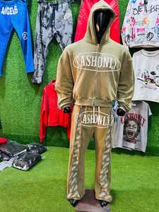 Conjunto Deportivo Premium con Capucha, Grueso, Impermeable, Ecológico, Holgado, de Dos Piezas, Estilo Casual Urbano - Product Image 1