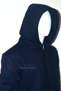 เสื้อฮู้ดดี้ผู้ชายสีน้ำเงินกรมท่า 250 GSM ทรงปกติ ซิปยาว ผ้าฝ้าย 100% ผ้าฟลีซ มีกระเป๋าหน้า ปักโลโก้ได้ น้ำหนักเบา - Product Image 4